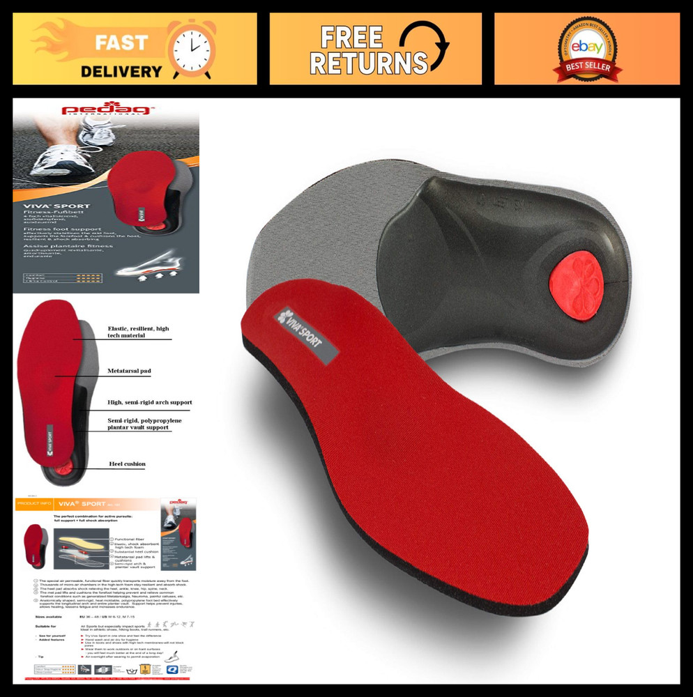 Orthotic Arch Support Inserts with Metatarsal Pad | Vegan Friendly | Men US 12/E