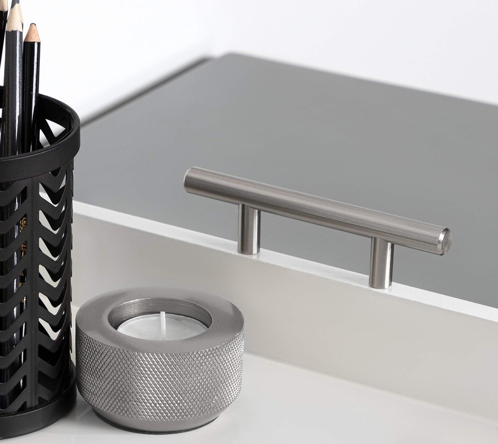 Lipton Modern Rectangular Tray, 16.5 x 12.25, White and Silver, Decorative Ac...