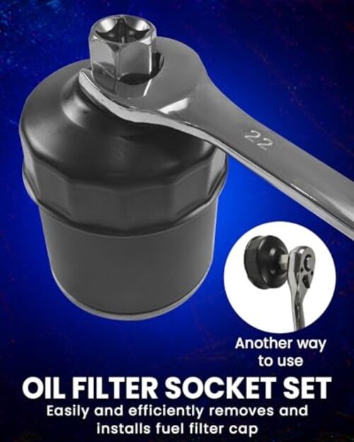 Oil Filter Socket Set, 15pc Oil Filter Wrench set for Easy Access