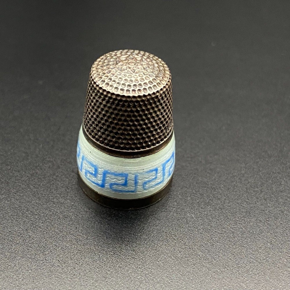 Vintage Enamel Thimble Sterling Silver Germany Size 9