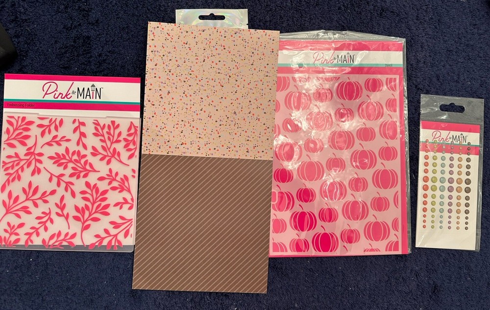 Pink & Main Embossing Folder, Enamel Dots, Sequins, Stencil And Paper Pad
