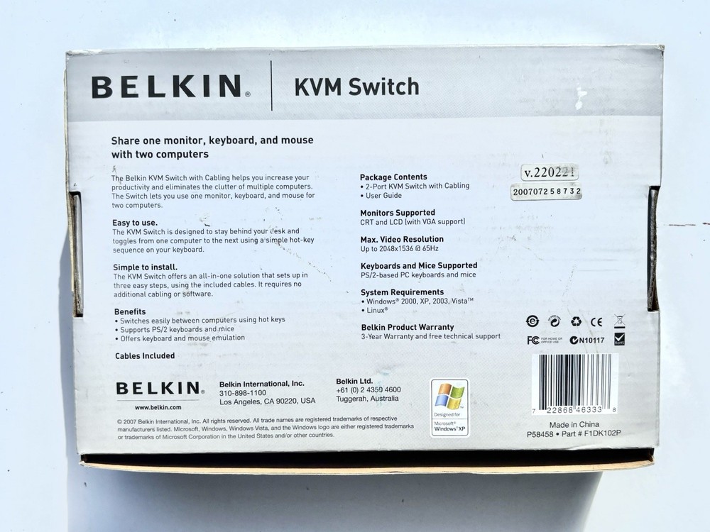 Belkin KMV Switch 2 port,