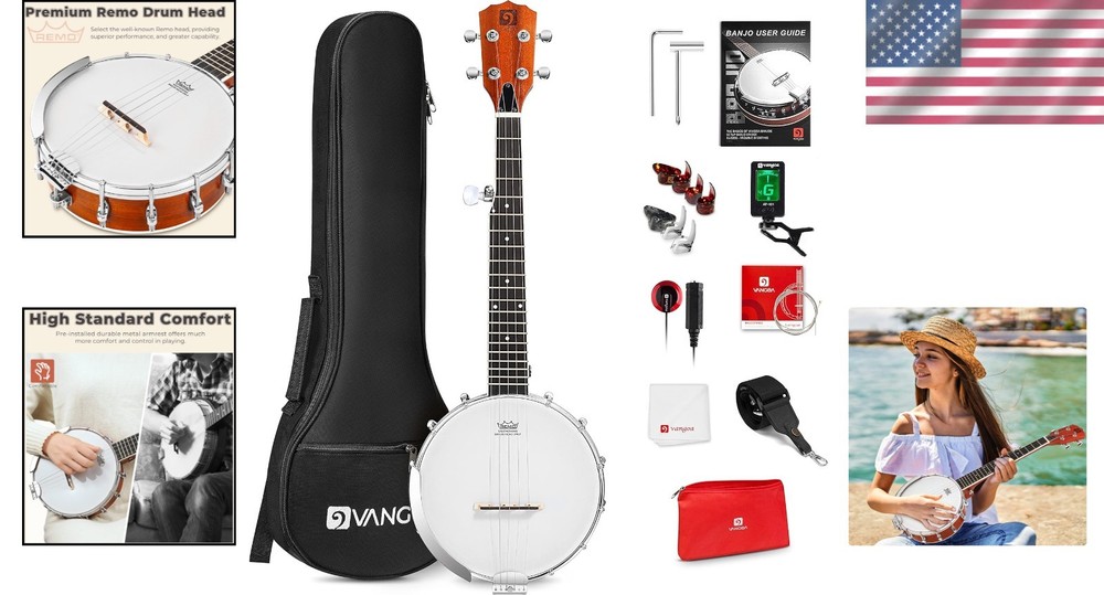 Portable 5-String Banjo for Beginners - Mahogany