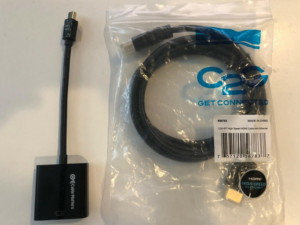 Combo Mini DisplayPort to HTMI Adapter & 6-Foot HTMI Cable With Ethernet
