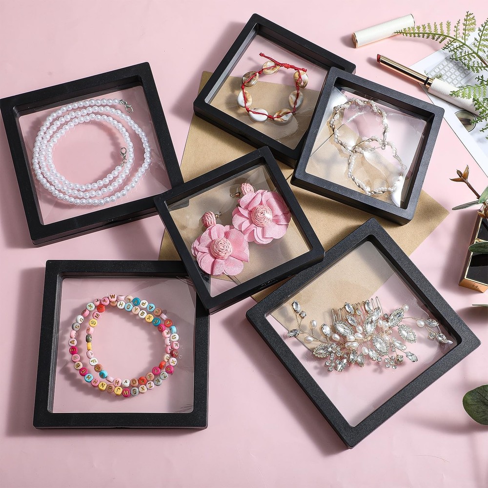 6 Pcs 3D Floating Frame, Large Size Floating Display Case, Visualize Transpar...