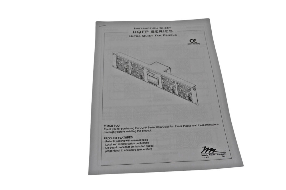 Middle Atlantic UQFP 4RT Quiet 4 Fan Panel With Thermistor Rack Cooling System