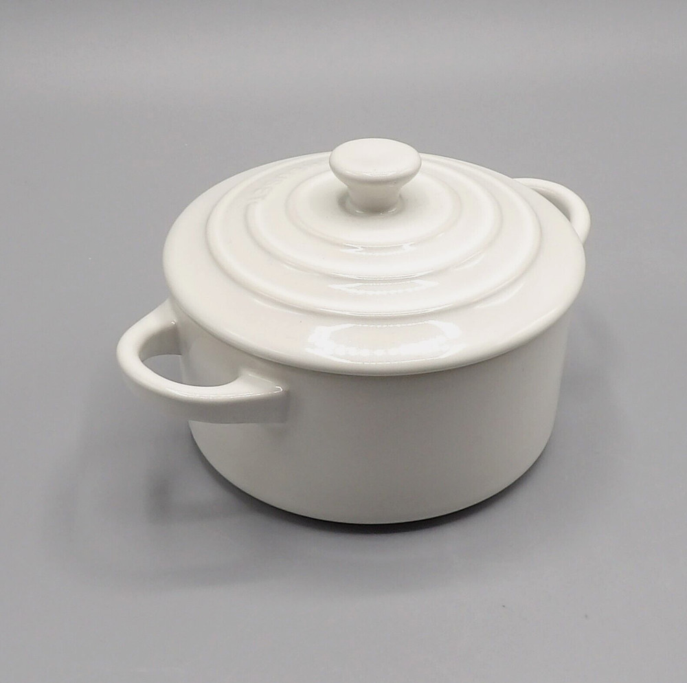 LE CREUSET WHITE 8 OZ MINI ROUND COCOTTE NEW