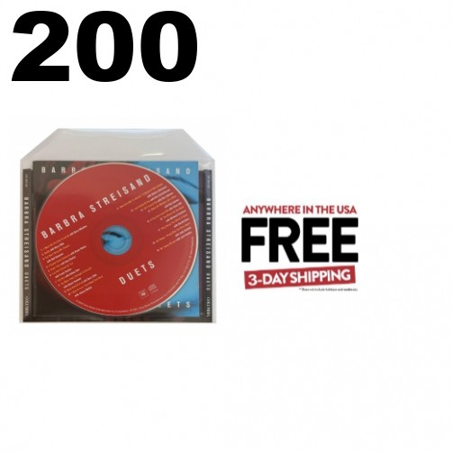 200 CPP Clear Plastic Sleeve Flap 5.5x5 Fits CD Insert, Booklet & Disc *1-3 DAYS
