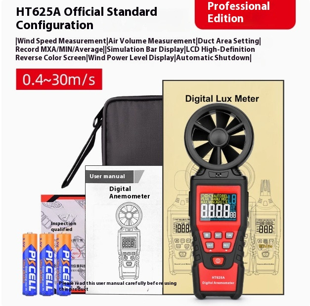 Handheld Anemometer HT625A Digital Air Volume Tester High Precision