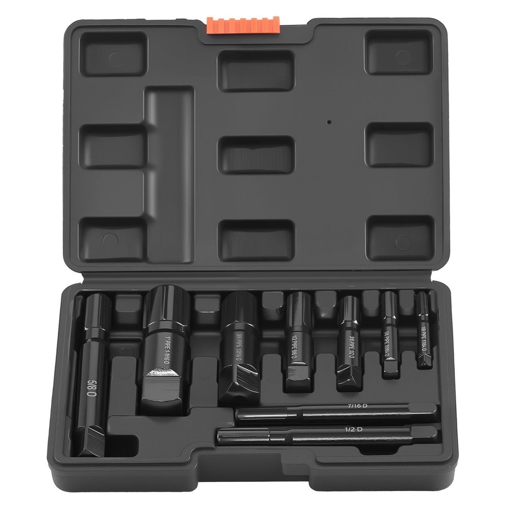 Pipe Extractor Set, 9 PCS Heavy Duty Steel Broken Pipe Extractors, w/ Solid Hand