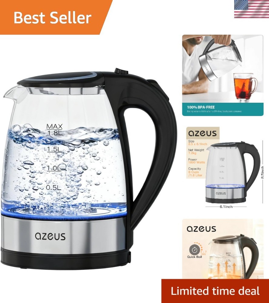 1.8L Electric Water Kettle - Rapid Boiling, Auto Shut-Off, Stylish Steel Design