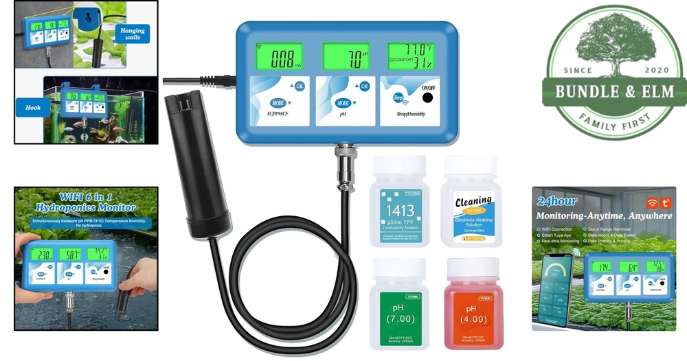 Multi-Parameter Hydroponic Monitor with WiFi for Nutrient Solution Control