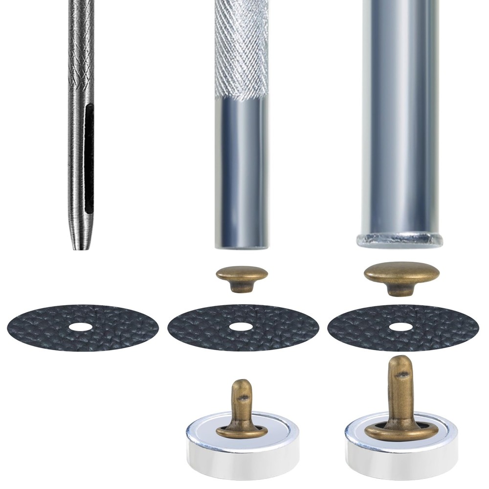 Leather Rivets Kit 340 Sets Double Cap Rivets with Crafting Tool Bronze