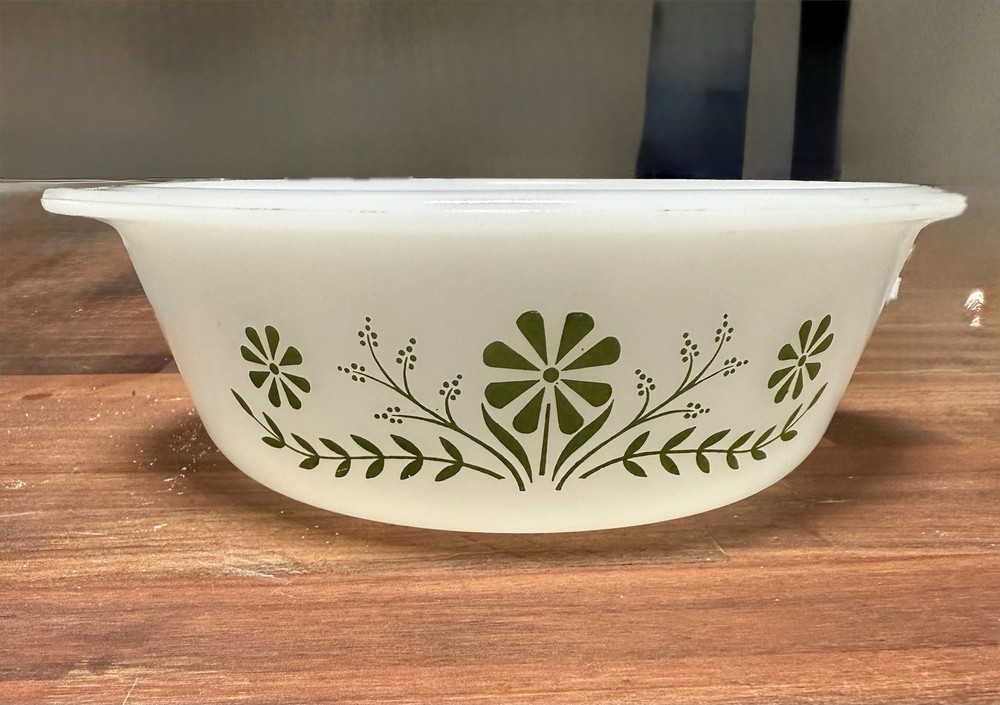 Glasbake Green Daisy Round Dish