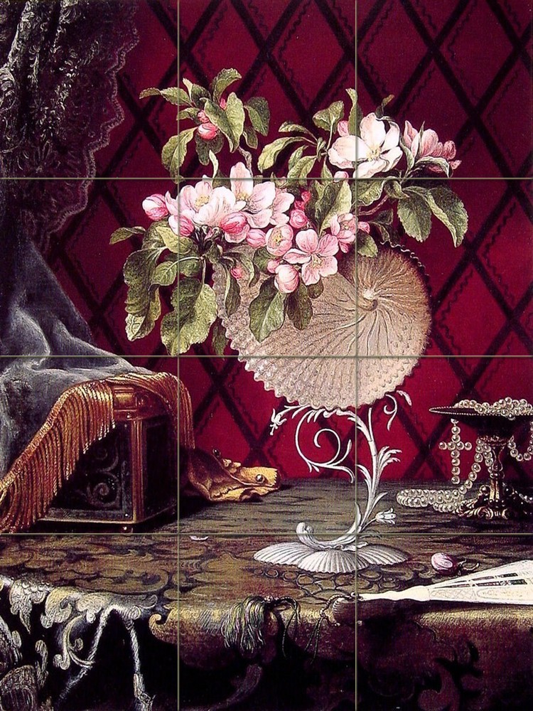 Still Life with Apple Blossoms Tile Mural Kitchen Wall Backsplash Marble Ceramic