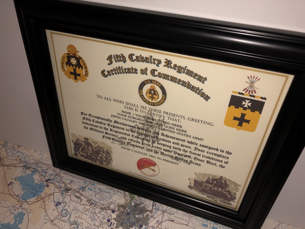 5TH U.S. CAVALRY REGIMENT / COMMEMORATIVE - CERTIFICATE OF COMMENDATION