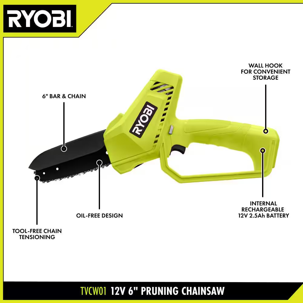 12V 6 In. Cordless Battery Compact Pruning Mini Chainsaw