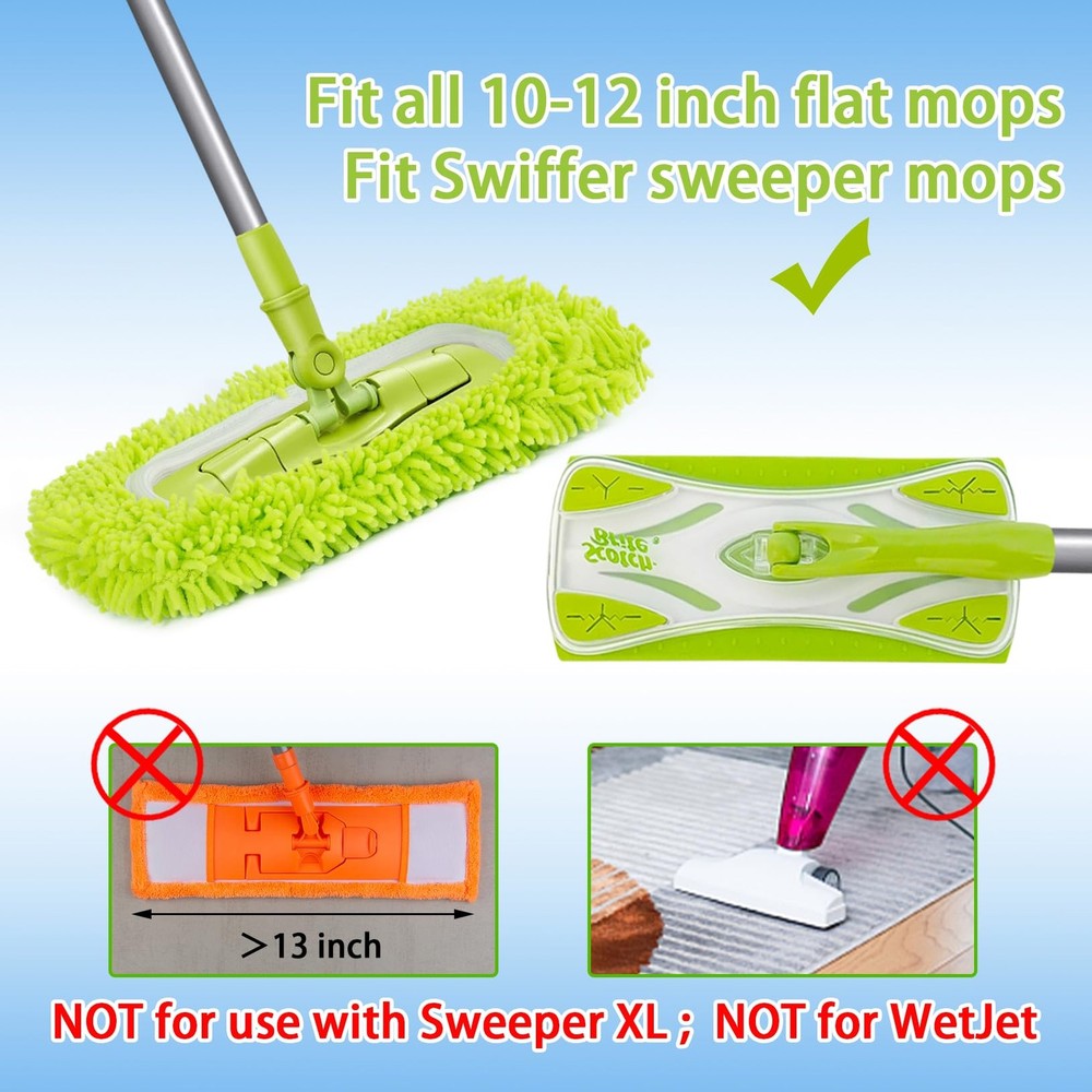 Reble Swiffer Pads, Microfiber Sweeping Cloths, Mopping Refills, 4PCS, Green