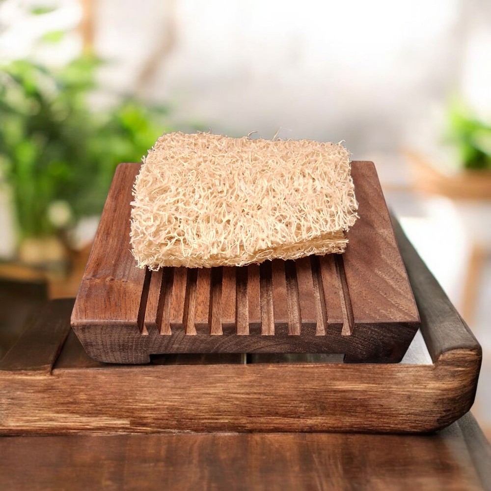 Black Walnut Soap Dish & Luffa