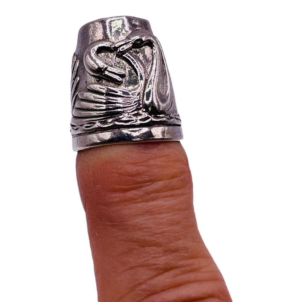 925 Solid Sterling Silver Swan Thimble Vintage 10g