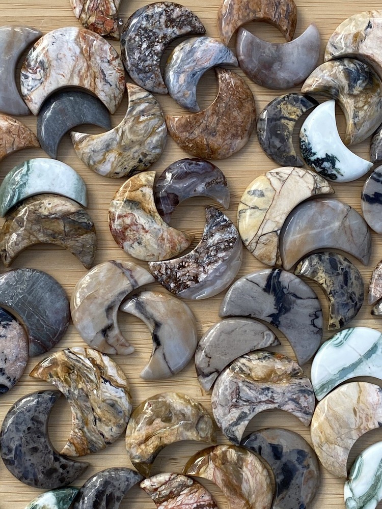 Mixed Jasper Moon Cabochons AAA+