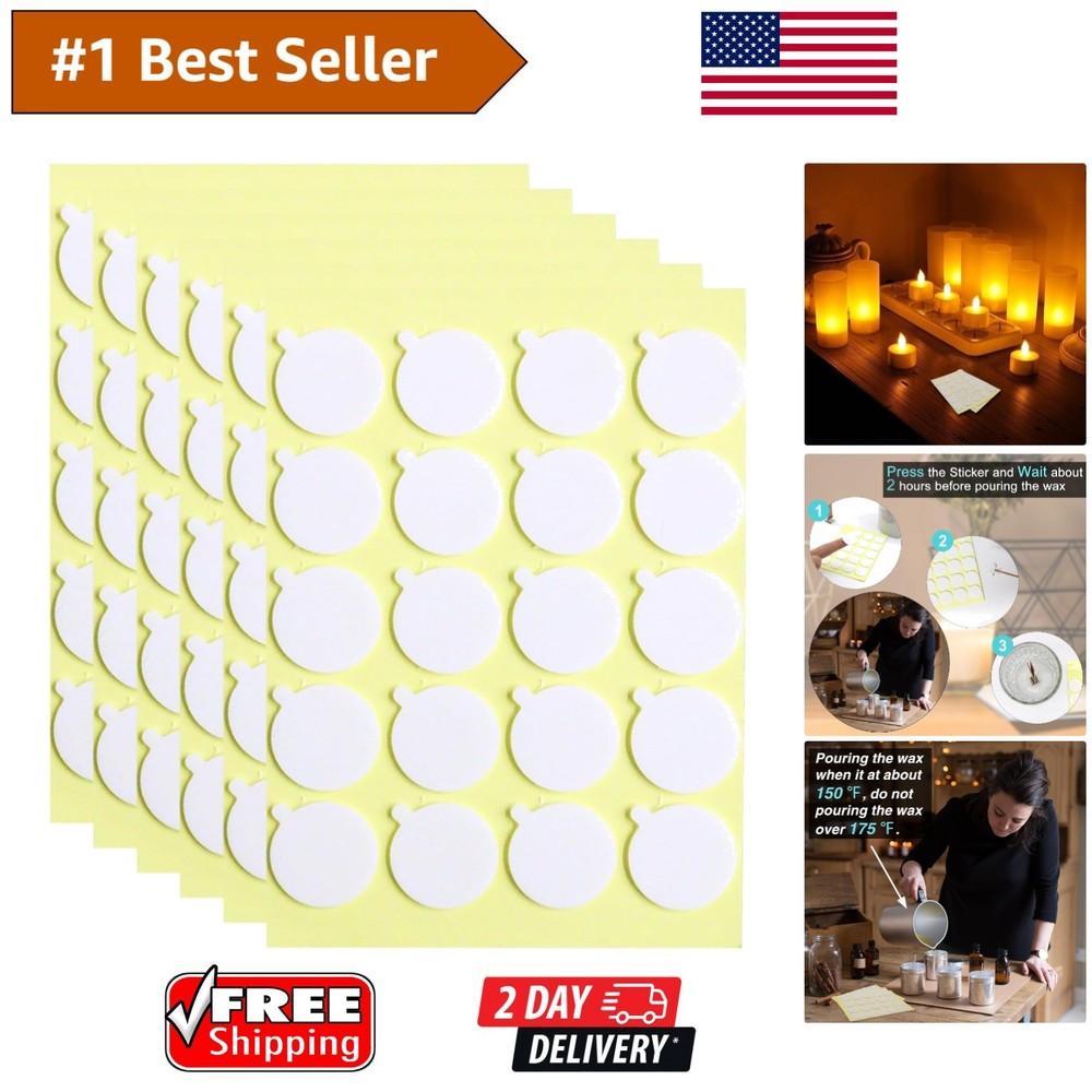 Candle Making Made Easy: 120PCS Adhesive Wick Stickers with Easy-Remove Tabs