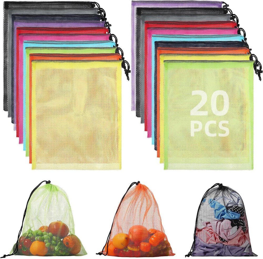 Mesh Drawstring Bag Durable Delicate Laundry 10pcs, Multicolor
