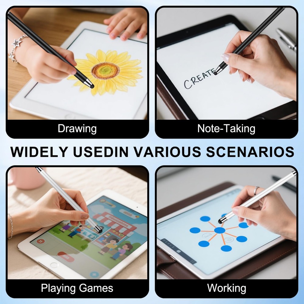 10-Pack Touchscreen Stylus Pens with 20 Tips for iPad, iPhone, Android, Tablets