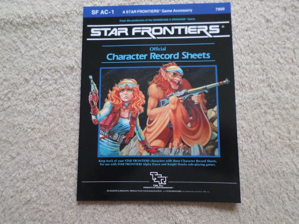 Star Frontiers Character Record Sheets book SF AC-1