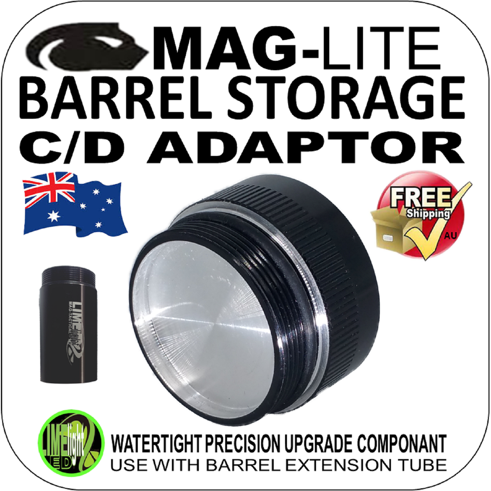 MAGLITE UPGRADE MOD CONVERSION BARREL EXTENSION COMPARTMENT ADAPTOR C/D CELL AU