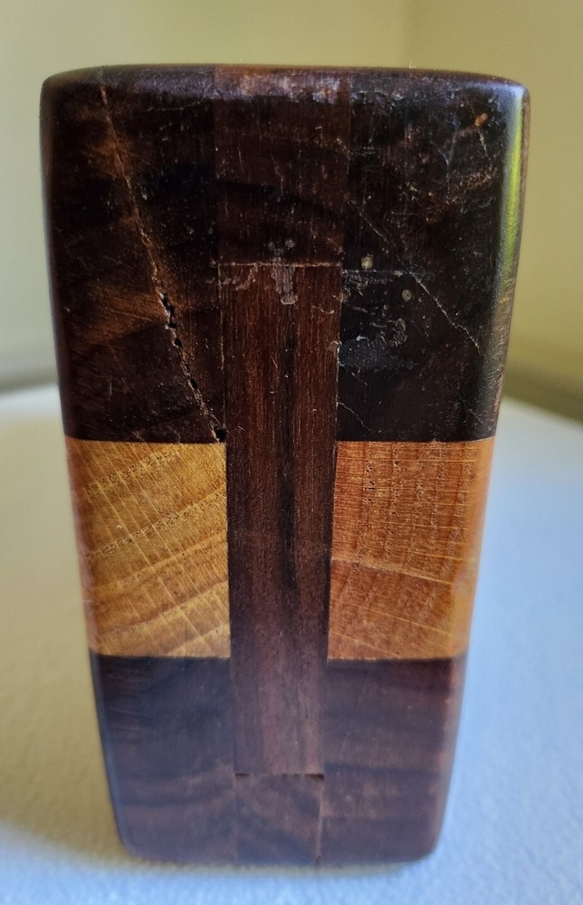 Hand Crafted Solid Wood Vase Walnut Oak Rectangle 8 1/4"