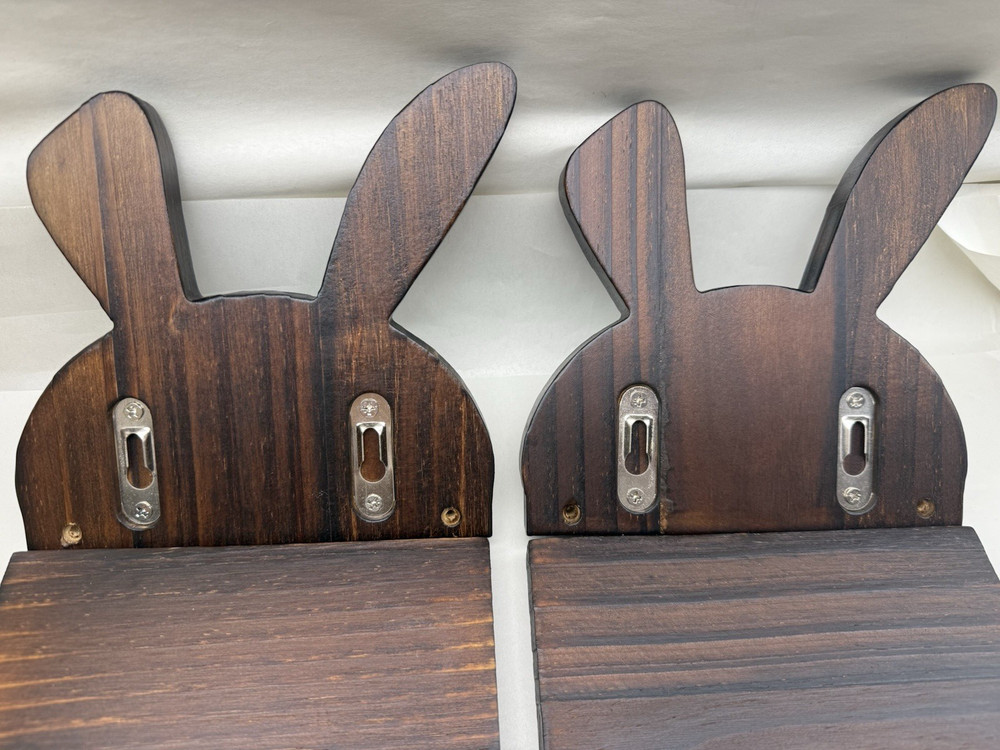 2 PCS Floating Shelves For Wall Easter Rabbit Design Brown Unused, *READ..