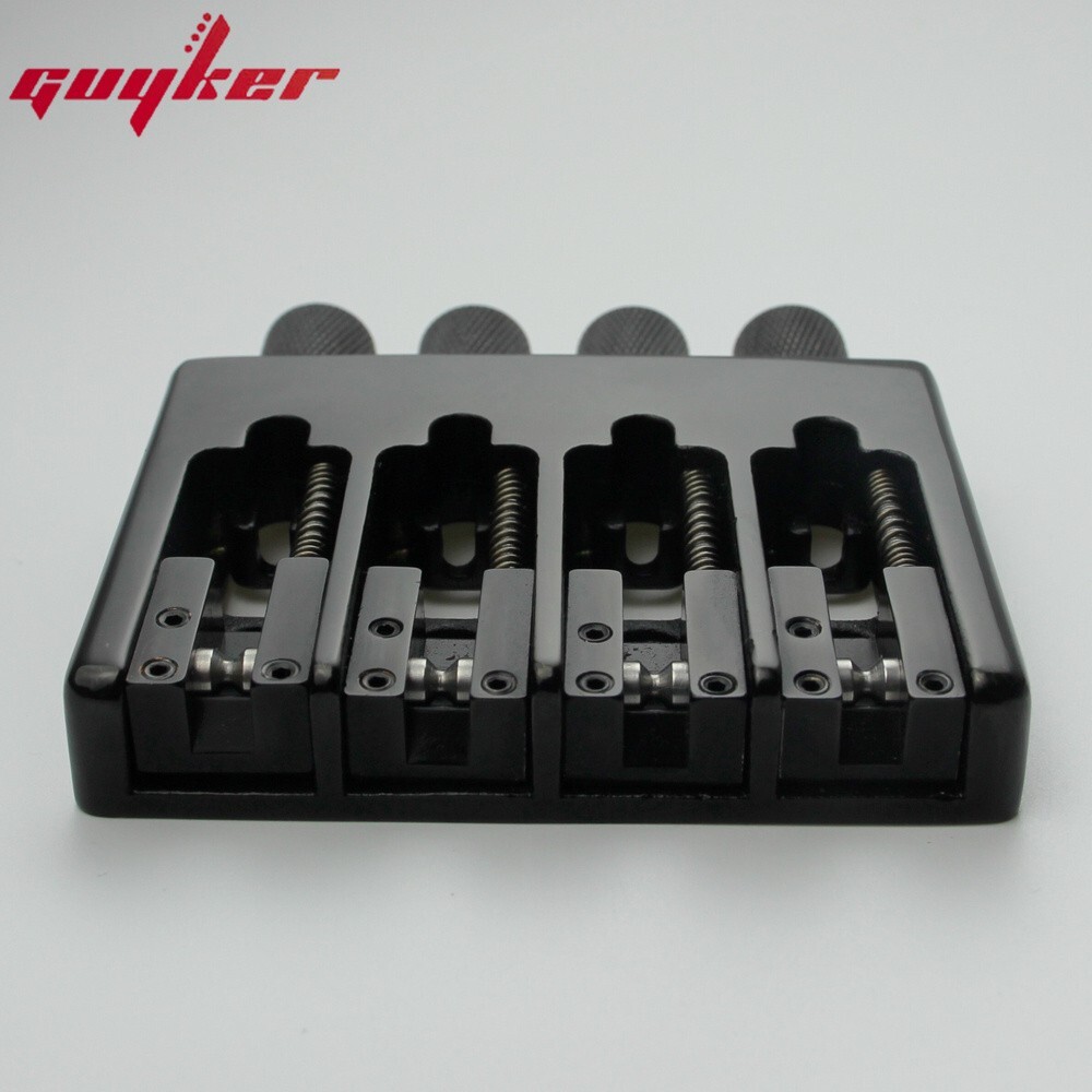 4 String Slightly Adjustable String Spacing Headless Bass Bridge Black Base CNC