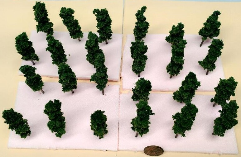 Z SCALE -HAND CRAFTED TREEZ- EVERGREENS -Correct Sized for Z Scale -(24) Pack