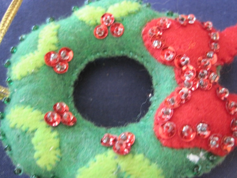 Handmade Bead Cloth Wreath Christmas Ornament