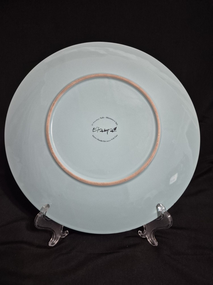 ELAMA EMBOSSED AQUA STONEWARE OCEAN DINNERWARE PLATE