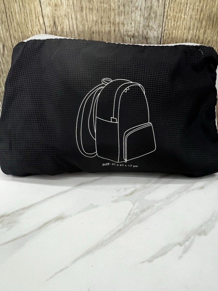 Backpack Packable Foldable Travel Bag Black Nylon MINT Extra Storage