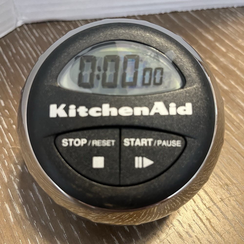 KitchenAid Digital Timer Black With Rotating Chrome Dial 9hr 59min 59 Sec