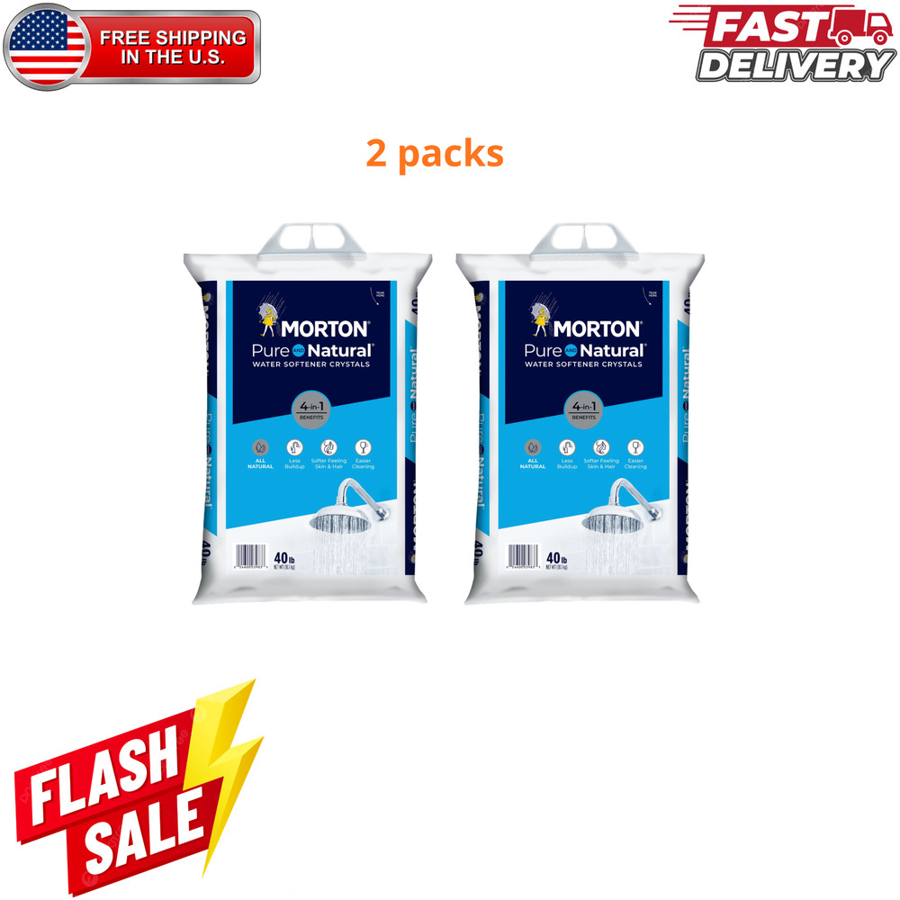 (2 Pack) Morton Water Softener Salt Crystals 40 lb Bags Pure & Natural Total 80