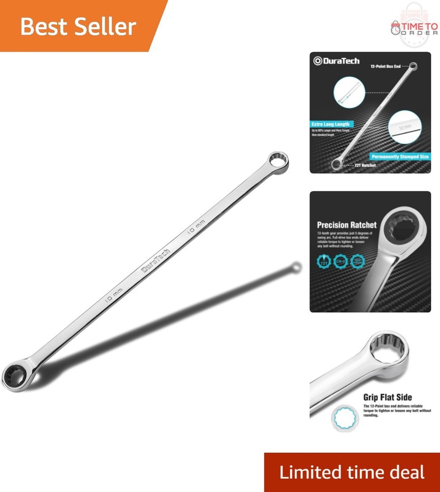 10mm Extra Long Ratcheting Wrench Chrome Vanadium Steel Mechanical Tool