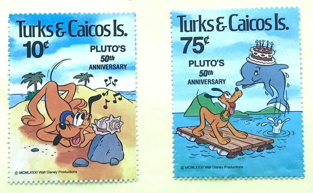Disney Turks & Caicos Pluto 50th Anniv. 1981 (2)  MNH