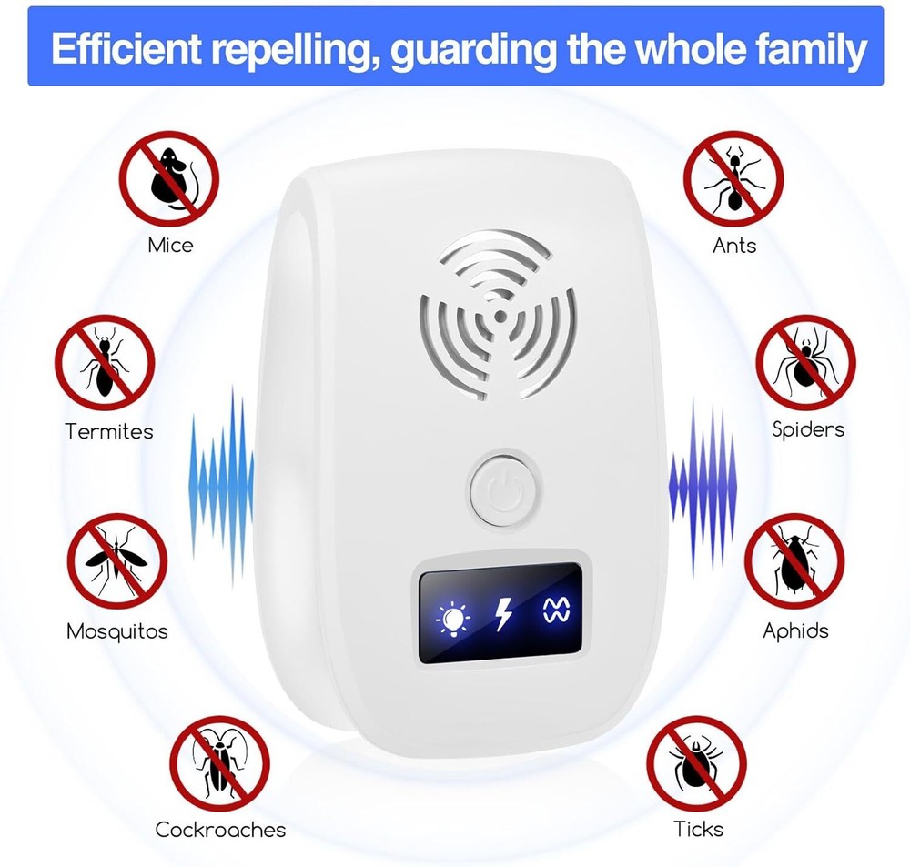 6 Pack Ultrasonic Pest & Rodent Repellers – Smart Chip, Safe Home Bug Control