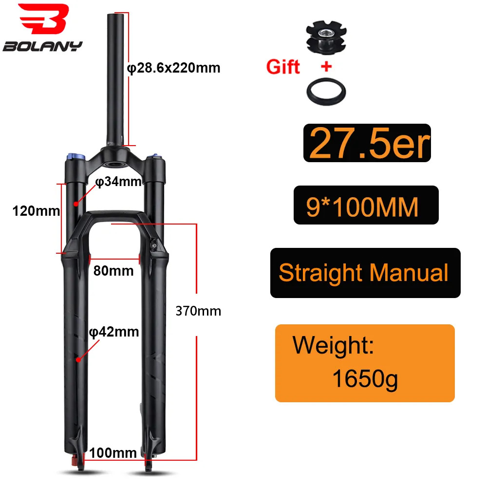 27.5 29" MTB Bicycle Solo Air Fork Disc Brake Quick Remove Shock Absorption Fork