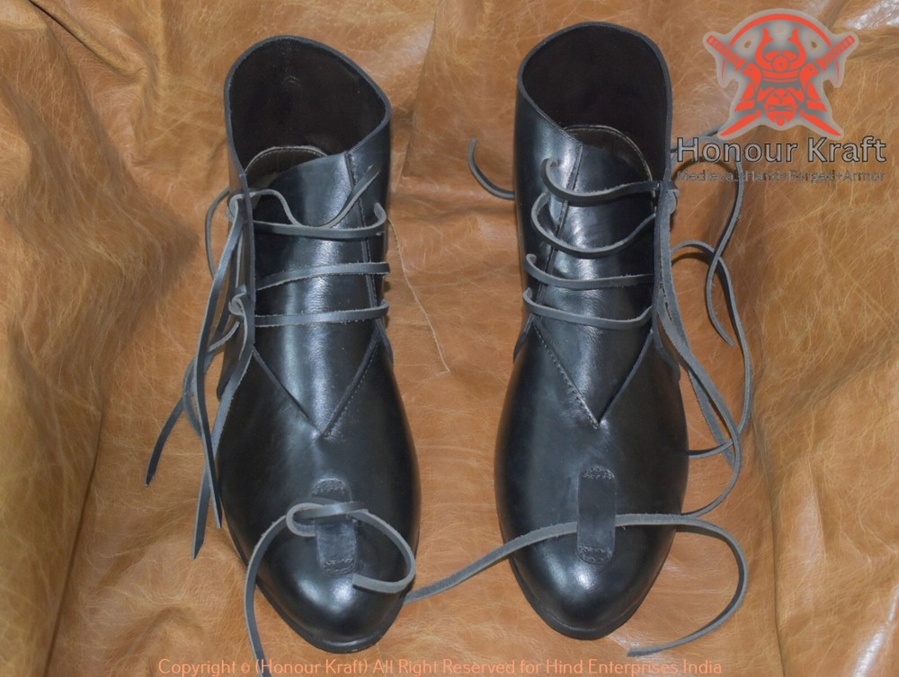 Medieval Style Leather Ankle Boots - Ideal for Reenactment Combat