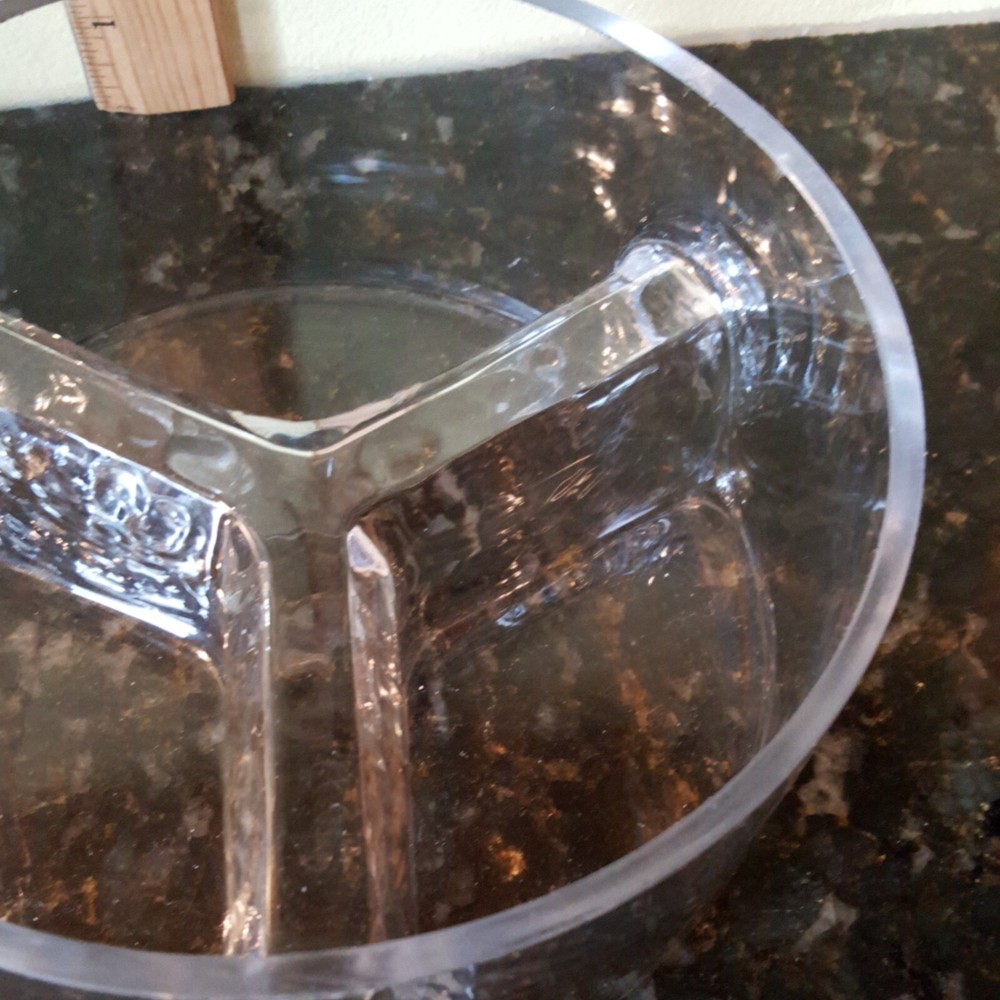 Heavy Glass Contemporary Three Compartment Dish Round