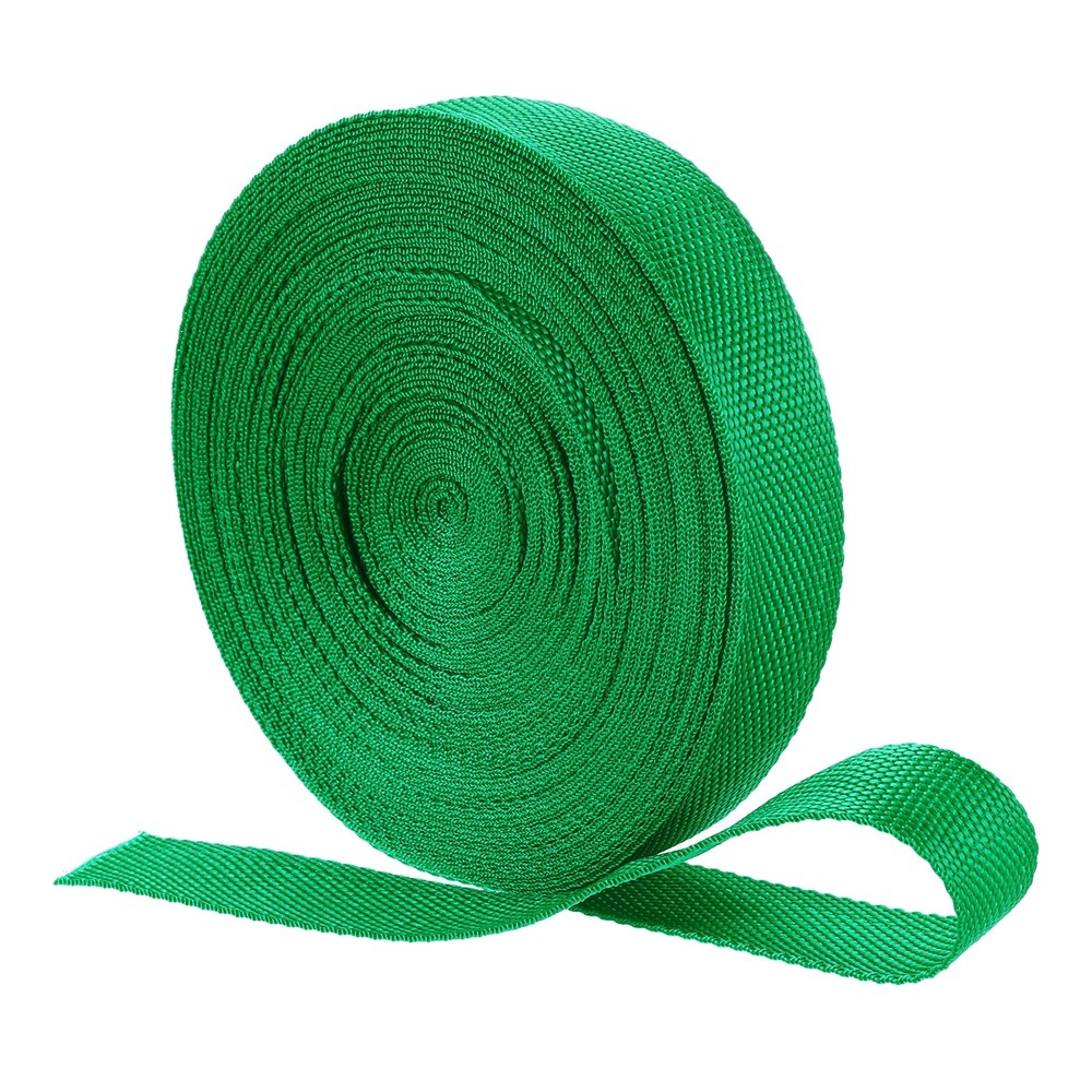 Nylon Webbing Strap, 22 Yards x 1-1/4" Polypropylene Flat Webbing Strap (Green)