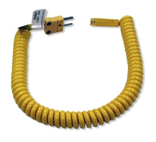 10040-K Polyurethane Coiled Retractable Extension Thermocouple Cable, K Type,
