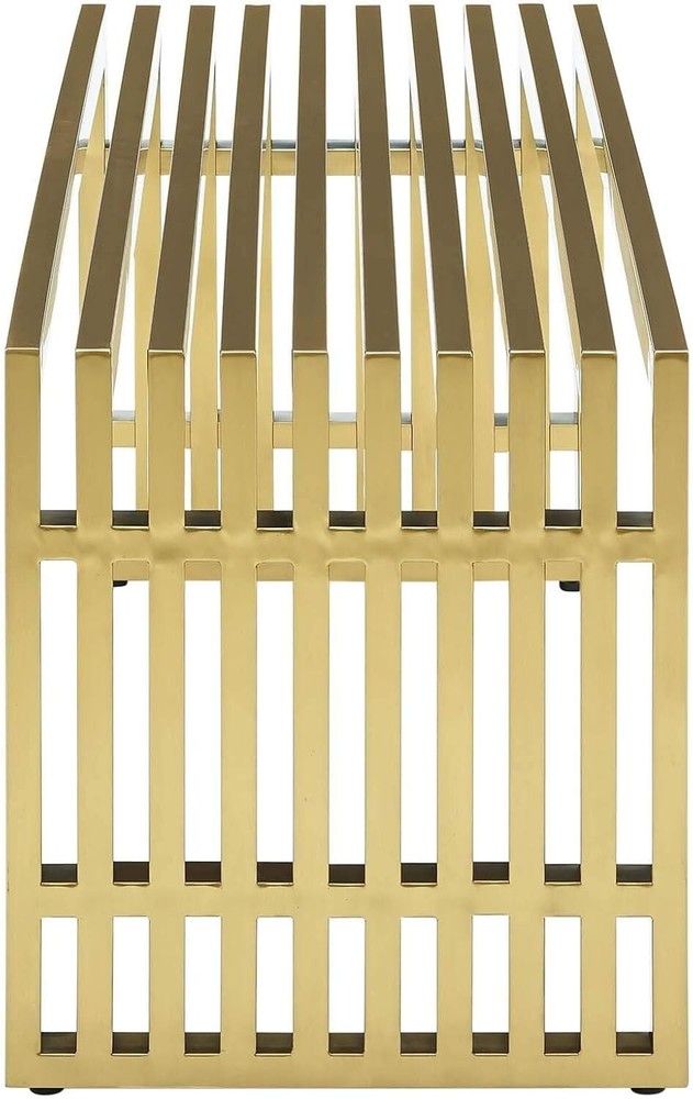 Modway Gridiron Contemporary Modern Gold Stainless Steel Medium Bench