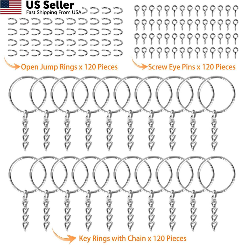 Keychain Rings for Crafts, Flasoo 360Pcs Keychains Resin Include Silver