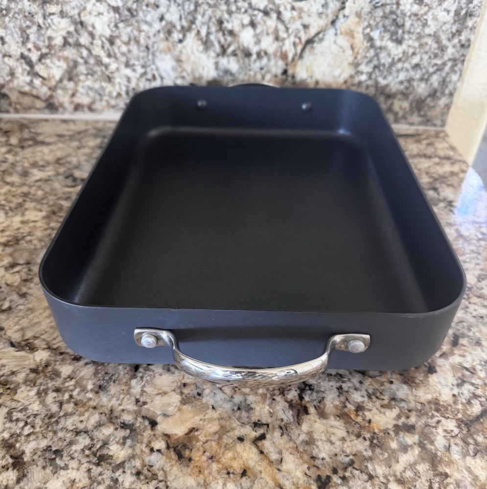 Thomas Black Rectangle Metal Roasting Tray with Handles, Dishwasher Safe